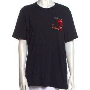 Sandro T-Shirt Black Graphic Print Embroidered Accent Hot Stuff Devil Size L